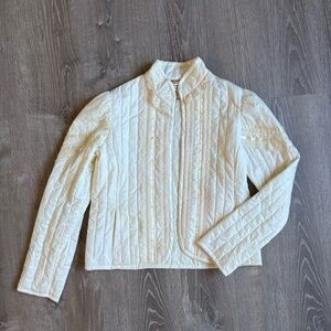 Vintage Gunne Sax Quilted Long Sleeve Lace Open Prairie Jacket